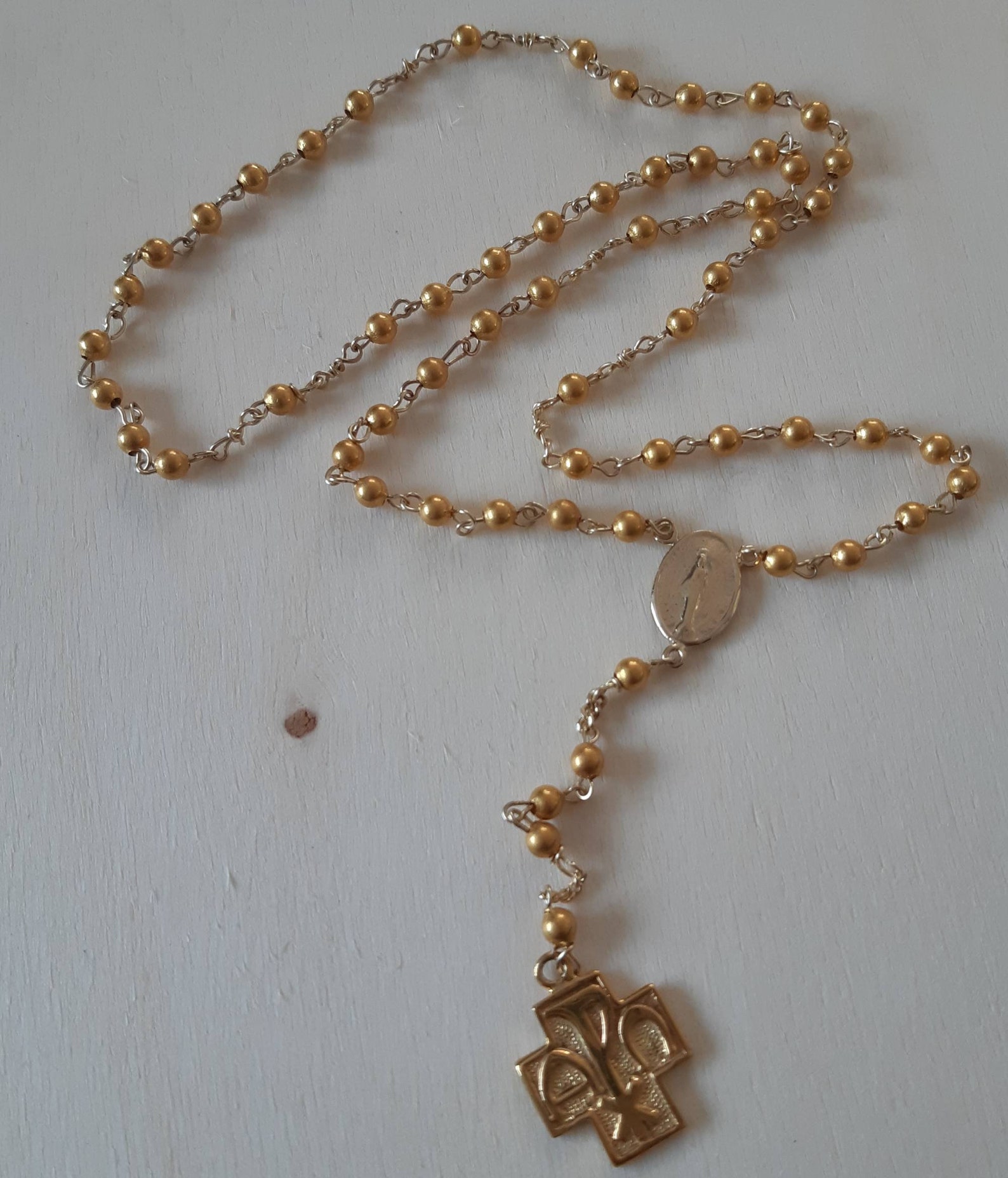 Three gold rosary necklace Clearance