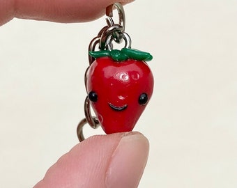 Handmade Miniature Strawberry Keychain or Charm
