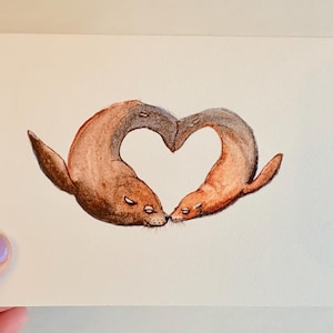 Carte aquarelle coeur d'otarie