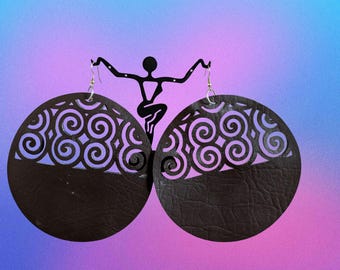 4 x 4  Filigree designed leather lightweight earrings