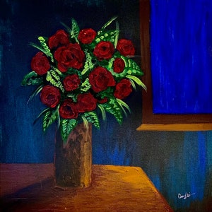 Arte de la pared del cartel del florero de Rose