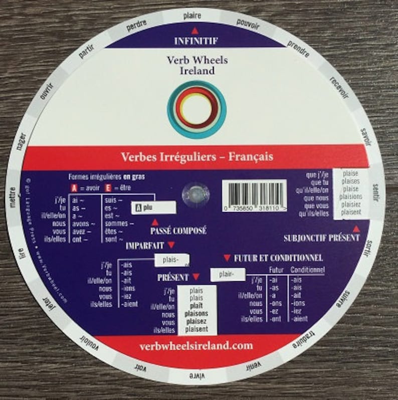 French Verb Wheel Etsy