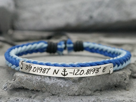Latitude longitude deals bracelet etsy