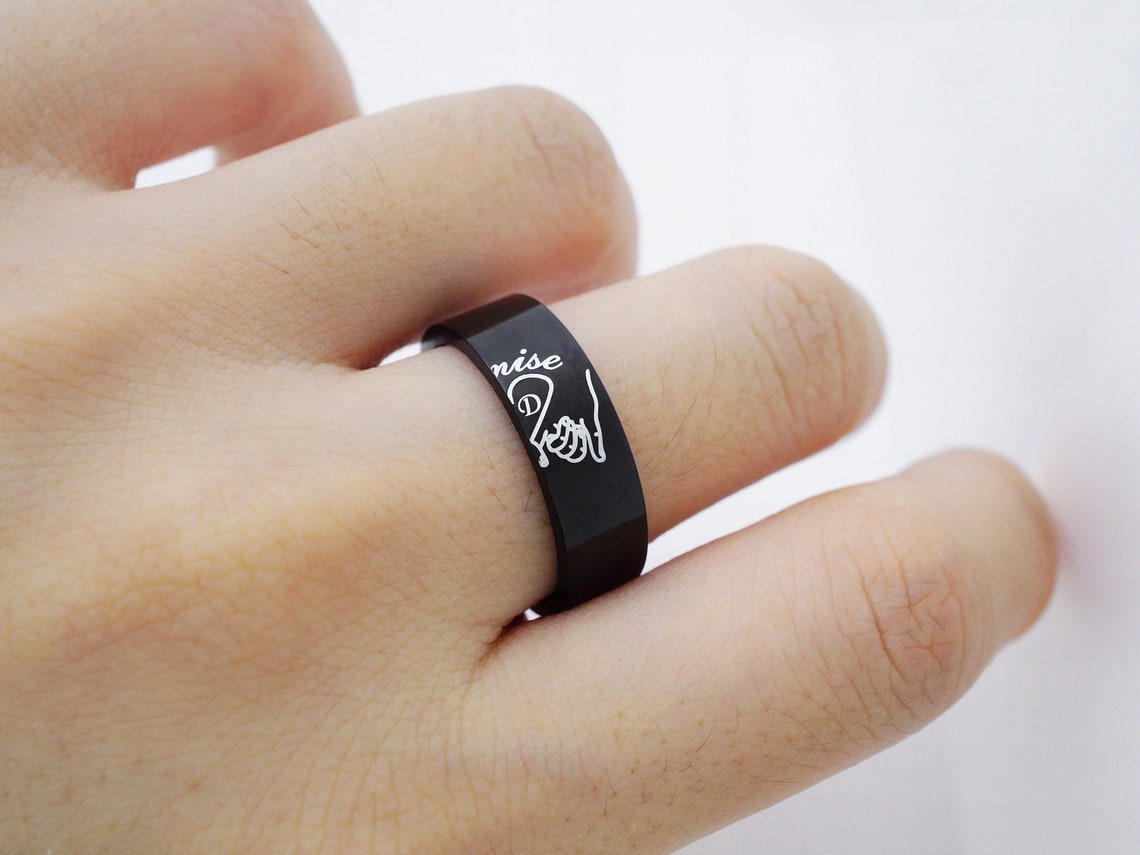 Pinky Promise Couple Ring Matching Initial Ring Couple Set Etsy