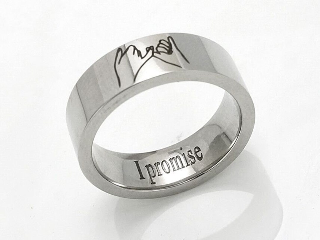 Pinky Promise Ring for Women, Pinky Swear Band Silver 6mm, Custom