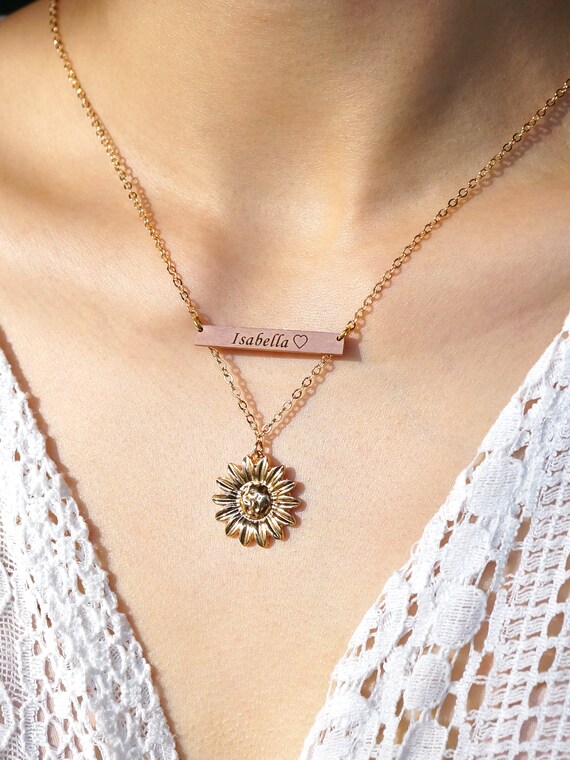 sunflower rose gold necklace