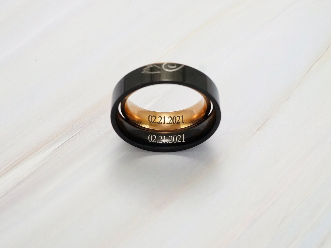 Pinky Promise Couple Ring Matching Initial Ring Couple Set Etsy