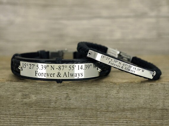 Leather Braided Love You Always Forever Bracelets Custom Engraved Bracelet Matching Couples Bracelets Promise Bracelets for Couples