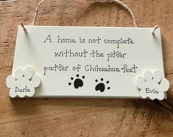 Personalised Chihuahua Wooden Plaque, Rustic Wall Decor Dog Lover Gift