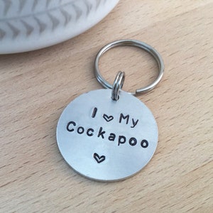 Personalized Cockapoo Keyring: Hand Stamped Aluminum Dog Owner Gift