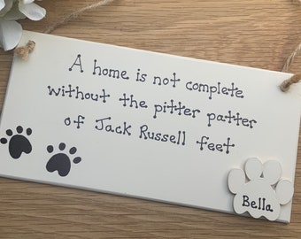 Personalised Jack Russell Wooden Plaque, Rustic Wall Decor Dog Lover Gift