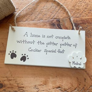 Personalised Cocker Spaniel Gift Wooden Plaque Rustic Handmade Dog Lover Gift
