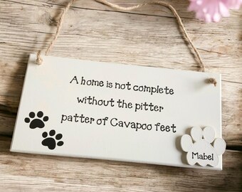 Personalised Cavapoo Wooden Plaque: Rustic Wall Decor Dog Lover Gift