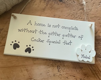 Cocker Spaniel Gift Personalised Wooden Plaque Rustic Handmade Dog Lover Gift