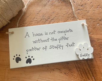 Personalised Staffordshire Bull Terrier Gift, Staffy Wooden Plaque Gift