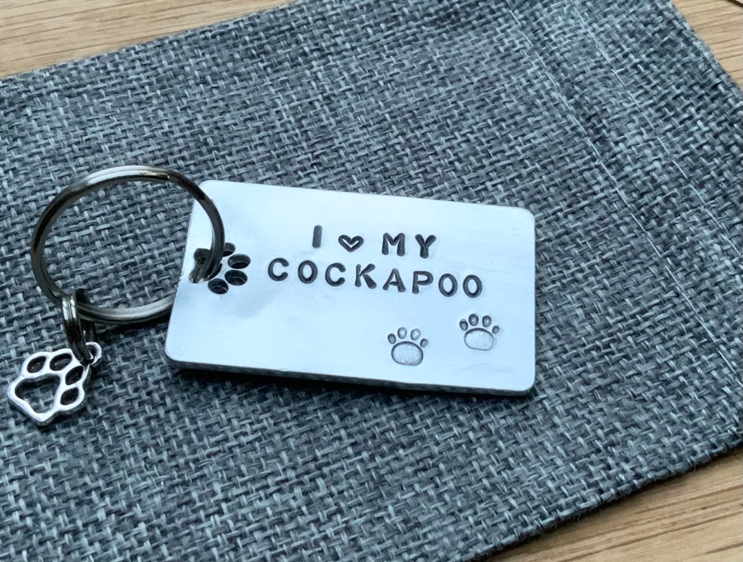 Personalized Cockapoo Keyring: Hand Stamped Aluminum Dog Paw Gift - Etsy