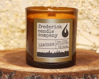 Luxury Soy Candle, Leather Fragrance, Mens Votive Collection, Mens, Masculine, Minimalist, wood wick, gift for him, winter decor, hygge