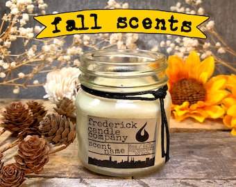 8 oz Fall Winter Soy Mason Jar Candle, Choose Your Seasonal Scent, Hygge, Container Candle, Rustic, Minimalist, BOHO, Loft, All Natural