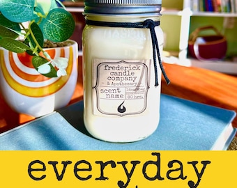 16 oz Soy Mason Jar Candle, Choose Your Scent, Soy Candle, Hygge, Minimalist, Container Candle, Rustic, BOHO, Loft, All Natural, Bathroom