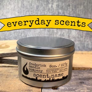 8 oz Tin Soy Candles, Choose Your Scents, Hygge, Minimalist, Wedding Favor, Candle Votive, Rustic, Bath, Gift for her