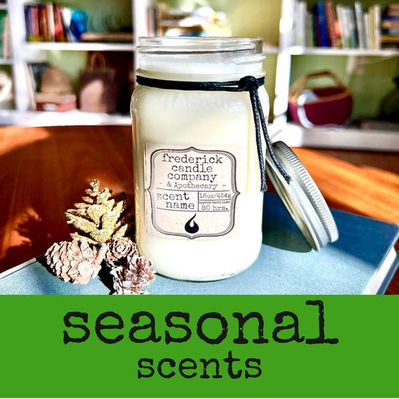 16 oz Fall Winter Soy Mason Jar Candle, Choose Your Seasonal Scent, Hygge, Minimalist, Container Candle, Rustic, BOHO, Loft, All Natural