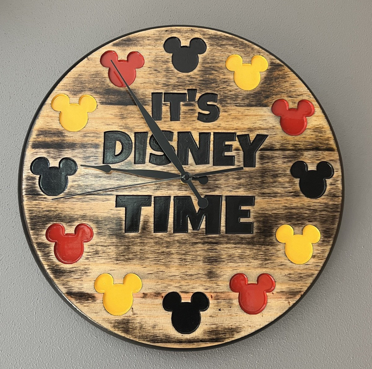 It's Disney Time 15-inch Round Wooden Mickey Clock - Etsy