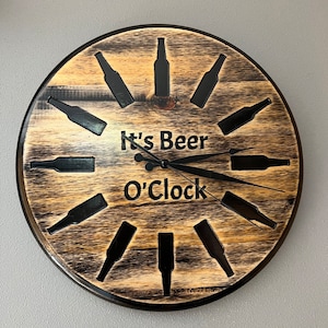 It&#39;s Beer O&#39;Clock Ready to Hang 15-inch Round Wooden Clock