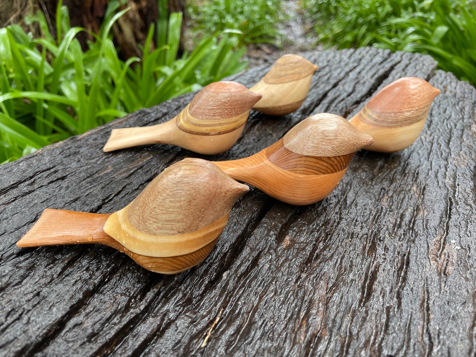 Hand Carved Wooden Comfort Birds Etsy