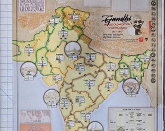 Gandhi: The Colonization of British India 34" x 22" GripMat / Play mat with stitched edging  Official Upgrade