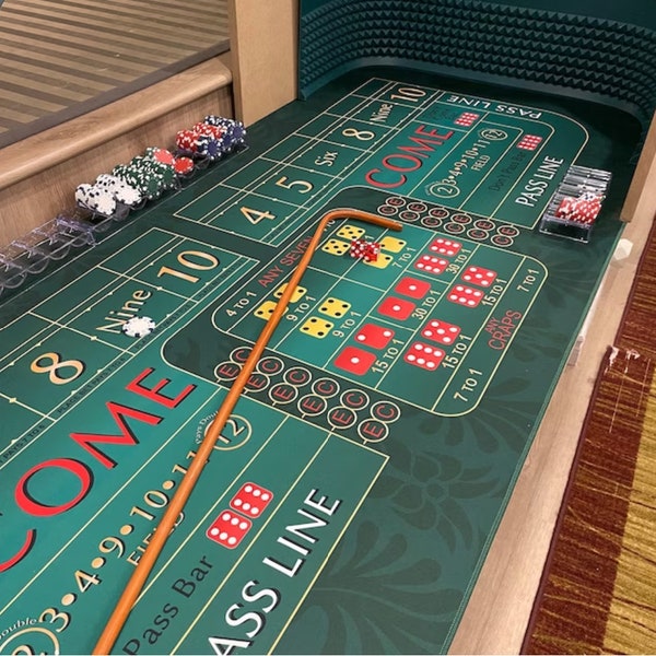 Pre-Order: 30" x 72" Craps Table Mat with Stitched Edging