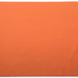 May include: A rectangular, solid orange sheet of paper. The paper is a flat, matte color and appears to be a single, unbroken piece. The sheet is lying flat on a white surface.