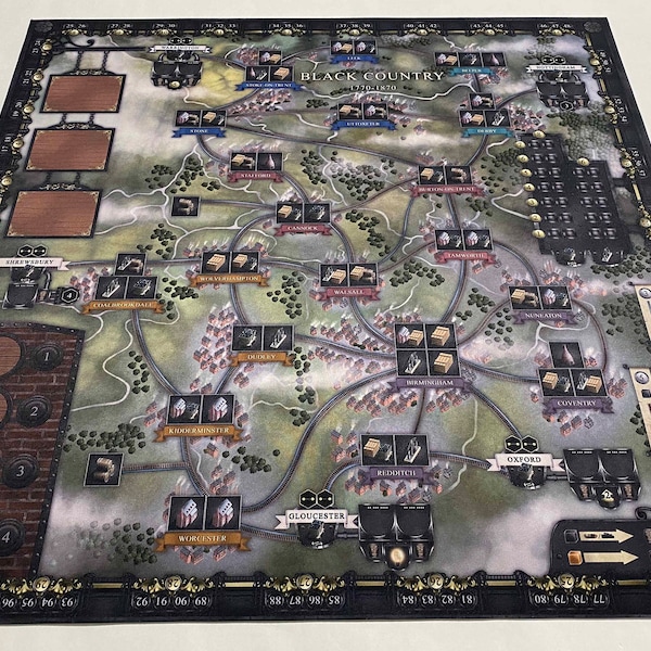 30" x 30" Brass Birmingham Double-Sided 'daylight'/ 'Night' Play Mat  Unofficial Upgrade