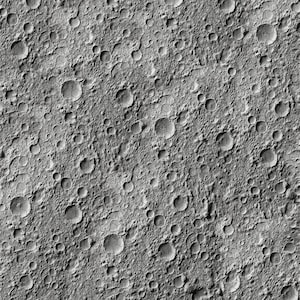 May include: A close-up of the moon's surface, showing craters and a textured, gray surface.