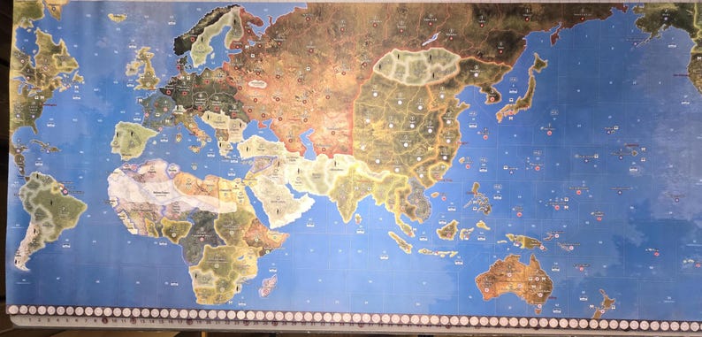 Axis and Allies Global 1940, Anniversary, 1942 versions 36" x 72" Fan made mat of one of the world most popular games! image 1