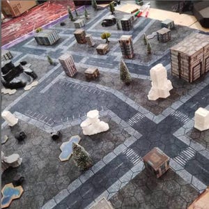 City Streets GripMat mit 1.25"/33 mm Sechskant Sechsecken Mehrere Größen! Perfekt für Table Top Gaming, Miniaturen und RPGs!