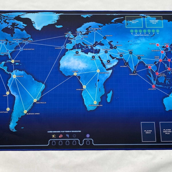 Pandemische spelmat 28x48 of 36x72 Door fans gemaakte mat van een van 's werelds populairste spellen!