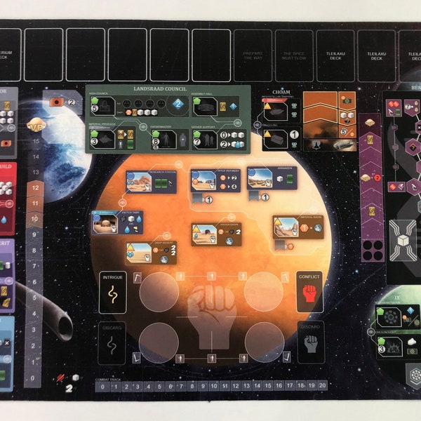 24 x 36 Dune UPRISING double-sided: Immortality and Rise of Ix / 5-6 player Rise of Ix and Immortality Play Mat