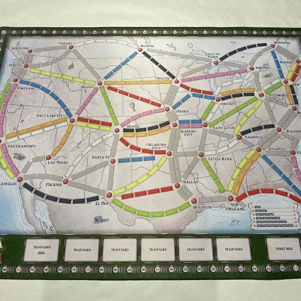 10thand 15th Anniversary Edition Ticket To Ride 30" x 42" Double-sided USA / Europe GripMat with stitched edging  Unofficial Upgrade