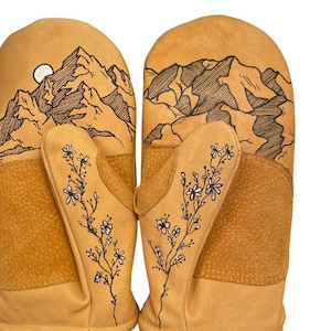 Floral Mountains Custom Kinco Ski and Snowboard Mittens