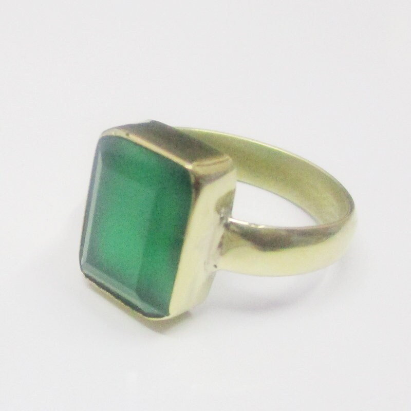 Green Onyx Ring May Birthstone Ring Gold Vermeil Ring Etsy