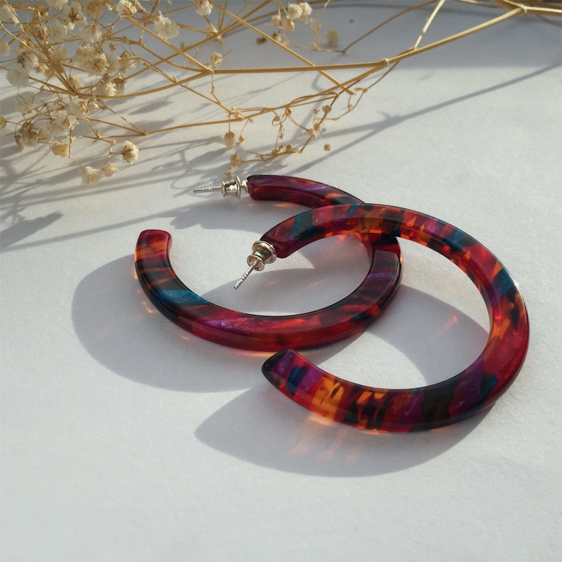 modern acetate earrings Hoops Earrings Sunlight Cellulose Acetate Jewelry pink acetate jewelry women fashion gift 925 silver closures
