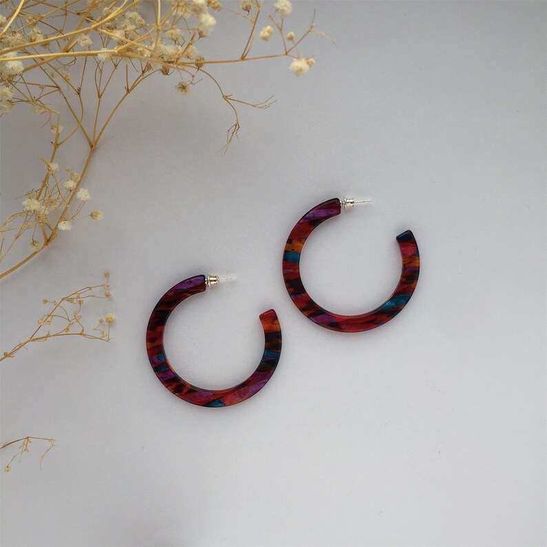 modern acetate earrings Hoops Earrings Sunlight Cellulose Acetate Jewelry pink acetate jewelry women fashion gift 925 silver closures