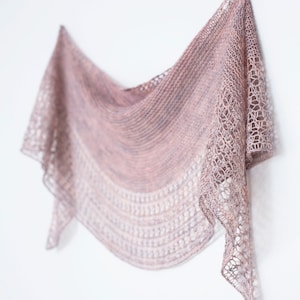 Rosewater Shawl Knitting Pattern // Crescent shawl, Simple lace knit, Lace knit shawl