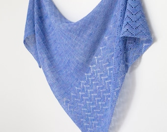 Endless Summer shawl knitting pattern, Fingering weight triangle shawl, Simple lace shawl knitting pattern
