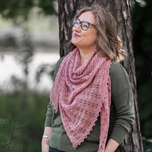 Rose Petals Shawl Knitting Pattern // Bias Triangle Shawl Knitting Pattern,  Lace Shawl Knitting Pattern, Asymmetric Triangle Shawl Pattern - Etsy