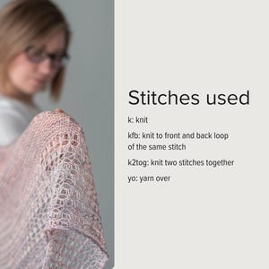 Rosewater – One skein shawl knitting pattern with simple lace and garter stitch