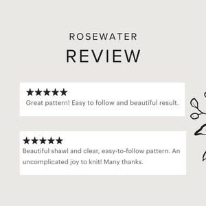 Rosewater – One skein shawl knitting pattern with simple lace and garter stitch