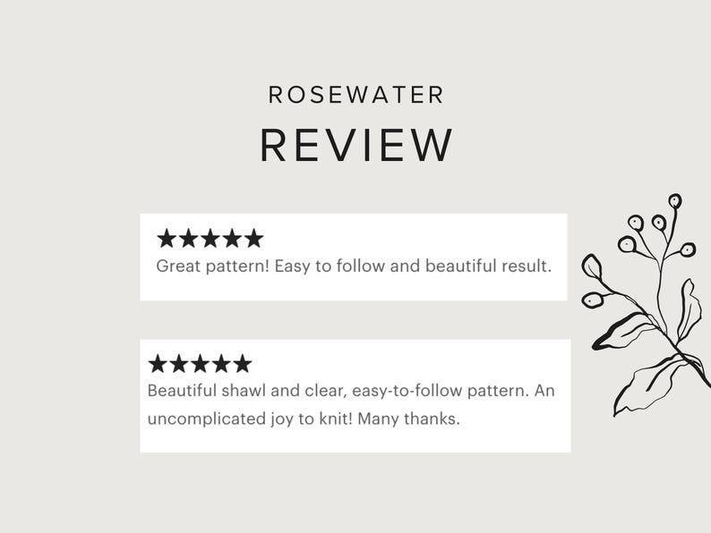 Rosewater – One skein shawl knitting pattern with simple lace and garter stitch