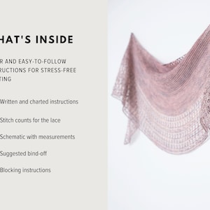 Rosewater – One skein shawl knitting pattern with simple lace and garter stitch