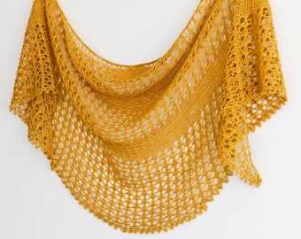 Solar Shawl Knitting Pattern | Crescent lace shawl knitting pattern for fingering weight yarn (PDF pattern)